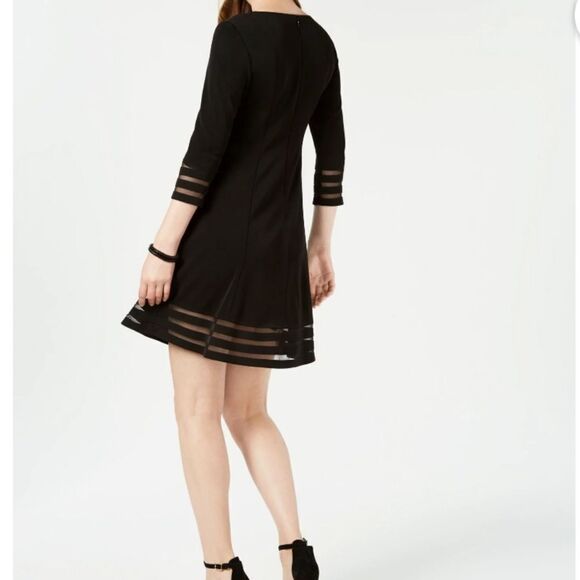 Jessica Howard Black Shadow Stripe Fit and Flare Party Dress - Picture 2 of 16